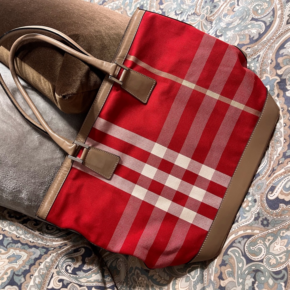Beautiful Red Burberry Check Bag